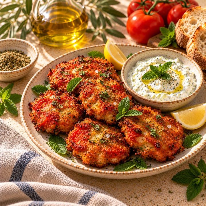 Tomatenbeignets van Santorini
